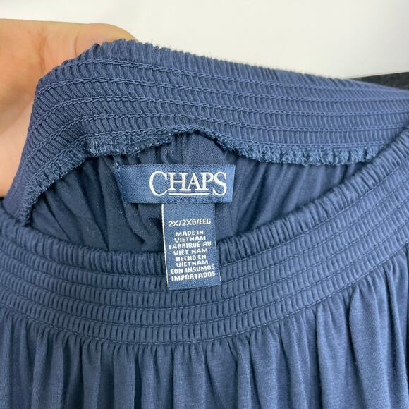 Chaps blue bohemian off the shoulder blouse keyhole sleeves size 2X - Picture 5 of 9